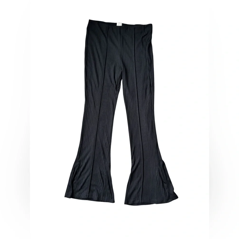 Maeve by Anthropologie Ribbed and Flared Black Pants size medium - Picture 2 of 9